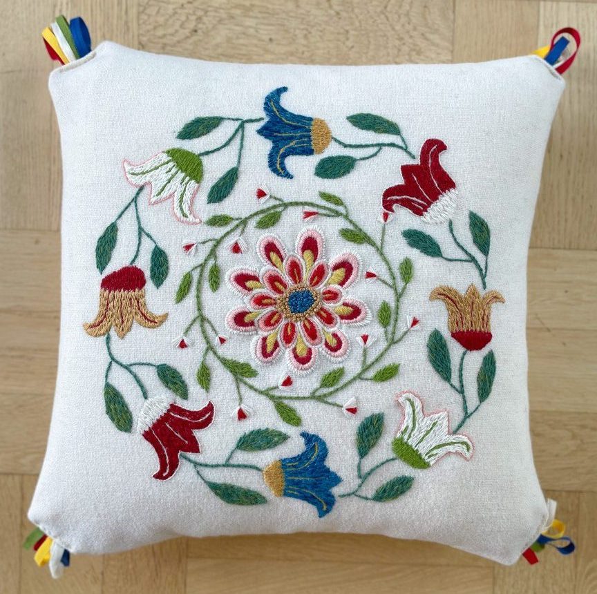 Rowan berries, embroidery kit pillow